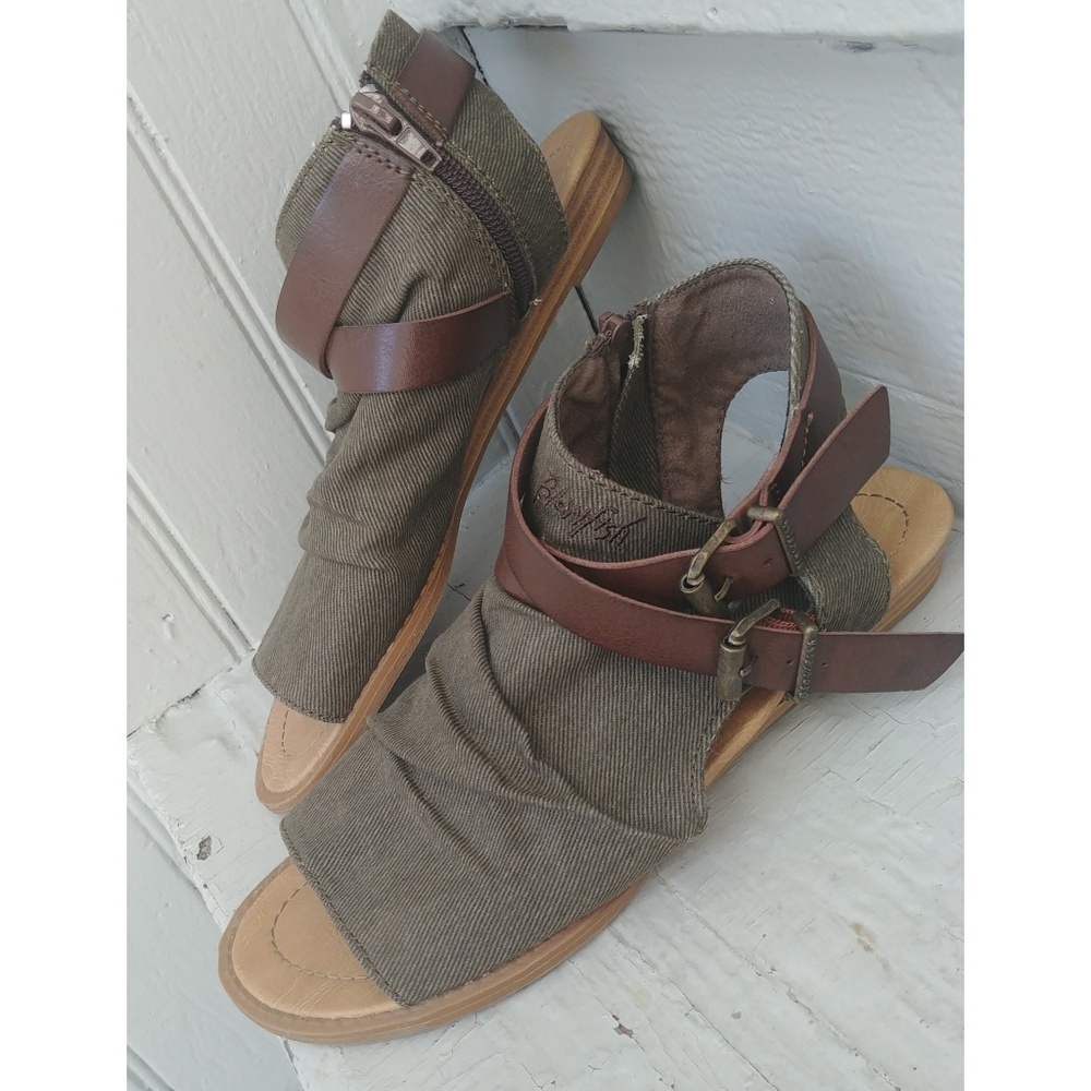 Blowfish olive brown strap & buckle nomadic festival boho sandals Womens 6.5